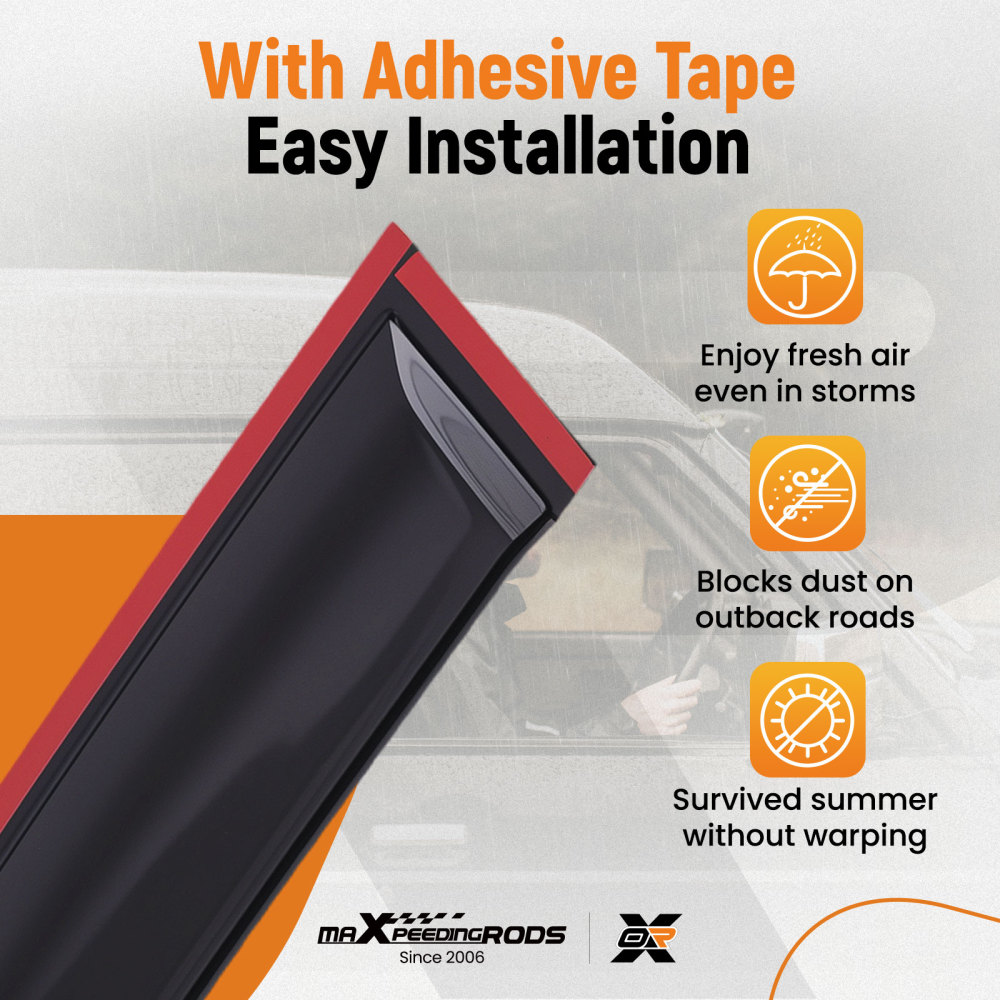 Acrylic Window Visors compatible for Audi Q5 MK1 2008-2016 Outside Mount Black Tinted 4pcs