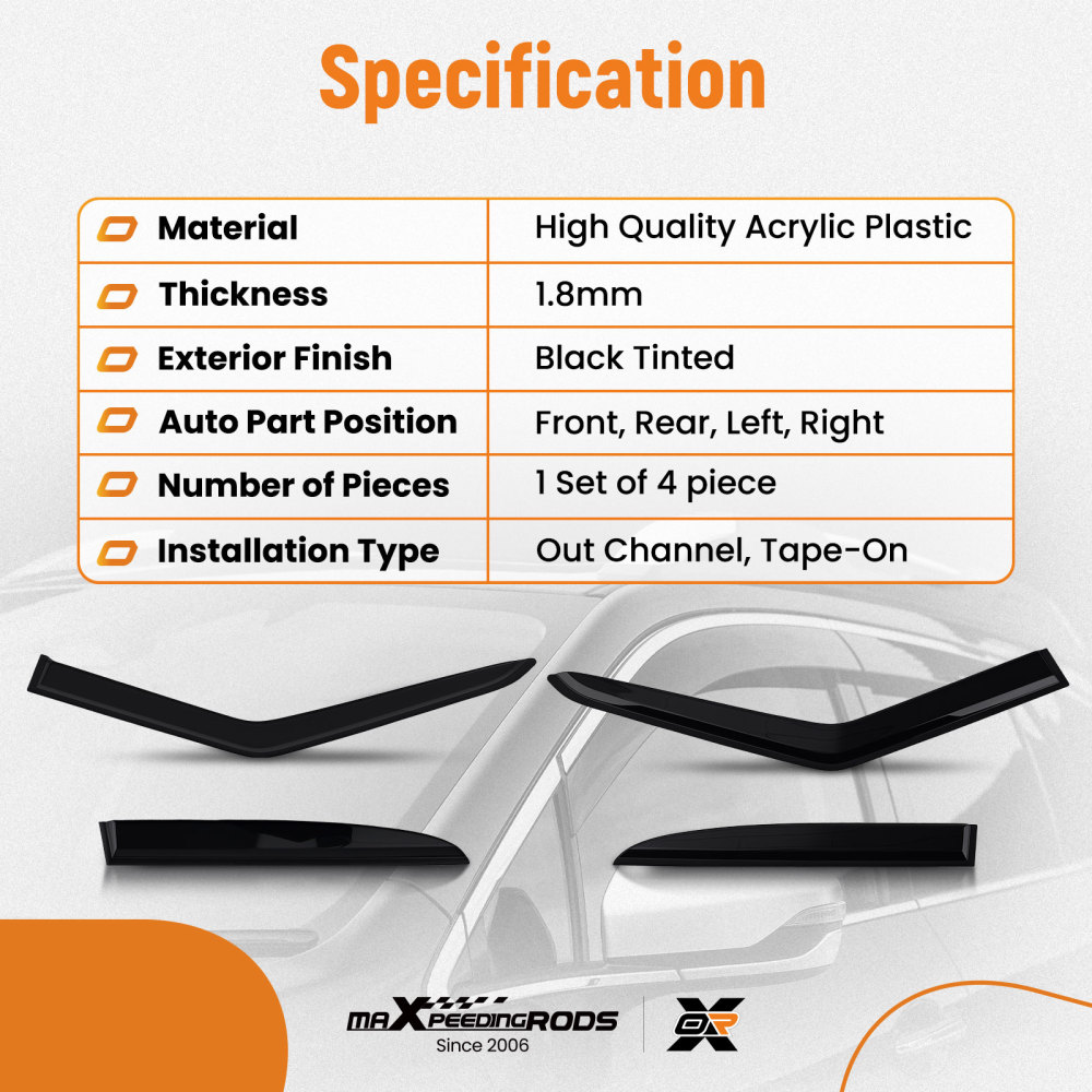 Door Guard Wind Deflectors compatible for Range Rover Sport 2005-2013 Black Tinted 4PCS