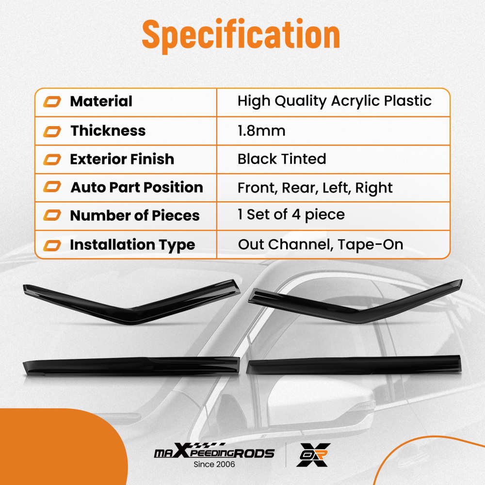 Door Wind Deflectors compatible for Skoda Fabia MK2 07-14 Outside Mount Black Tinted