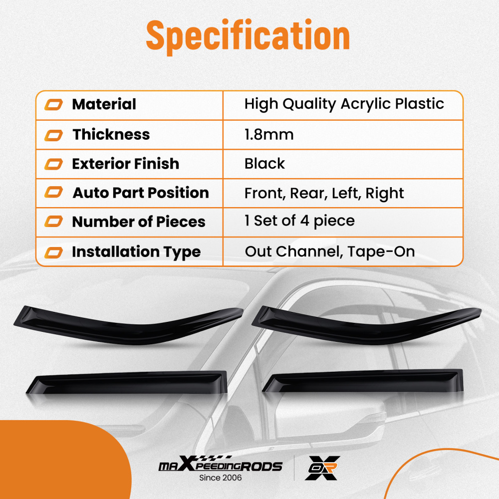 5-Door Window Visors compatible for Skoda Fabia MK3 2014-2021 Outside Mount Guards 4pcs