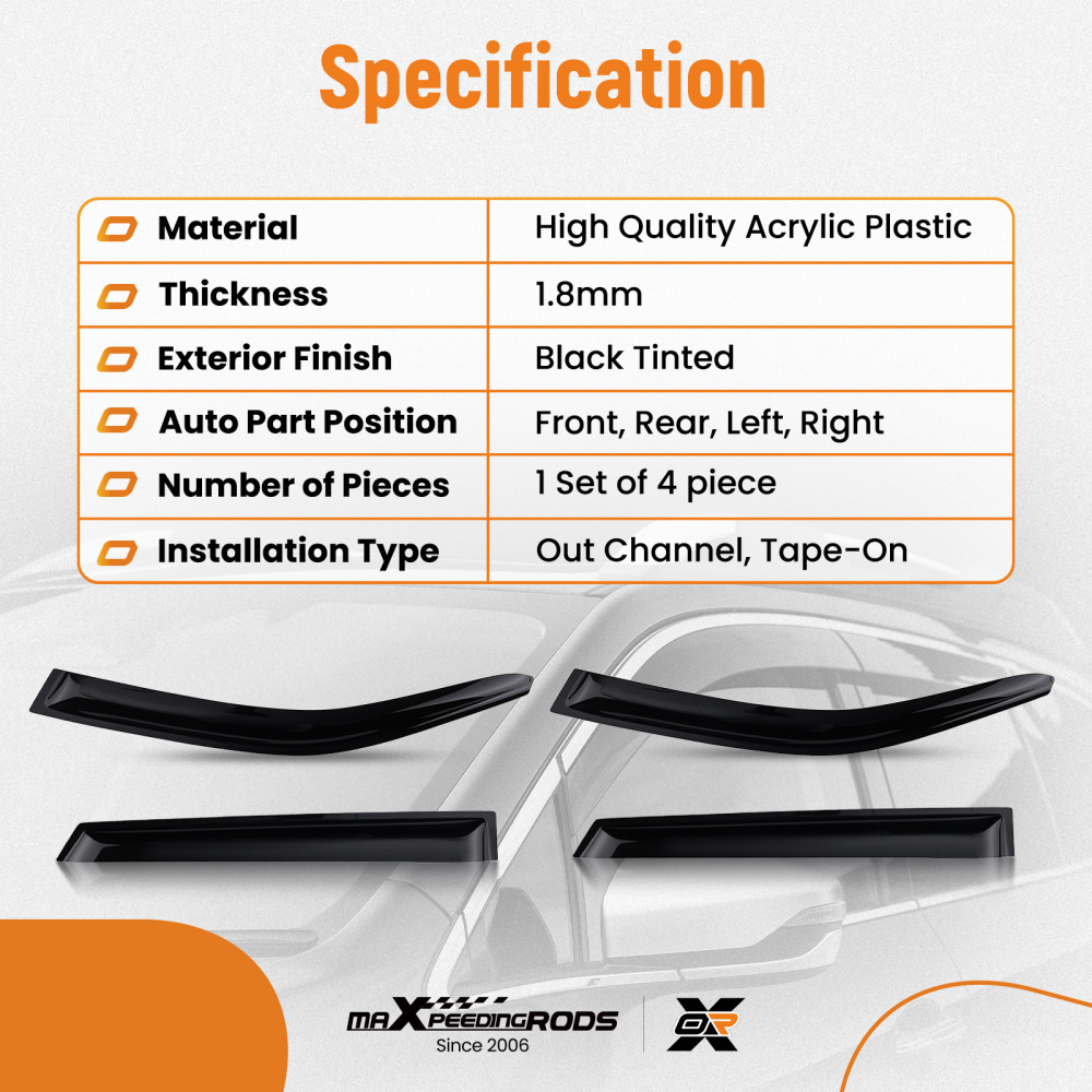 Window Deflectors Door Visor Guards compatible for Skoda Fabia MK2 2007-2014 Outside Mount