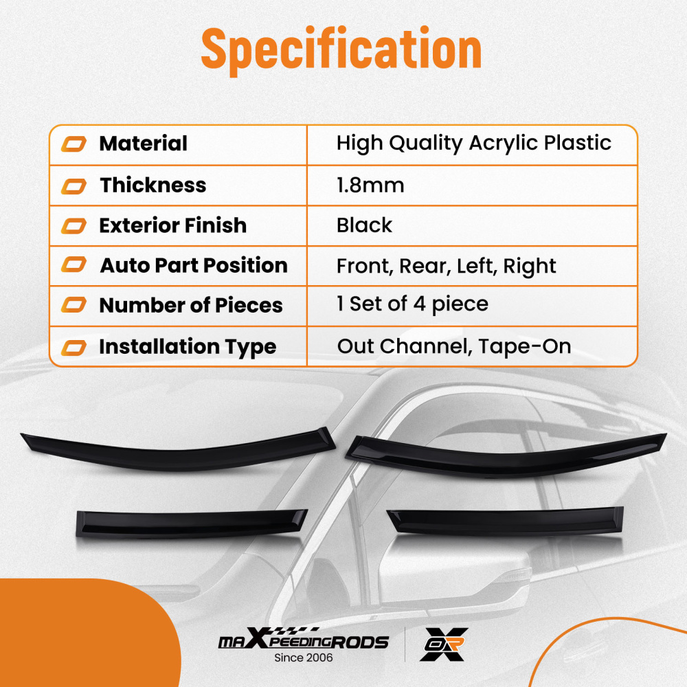 Door Rain Deflectors compatible for VW POLO MK5 09-17 Outside Mount Black Tinted Guards 4PC