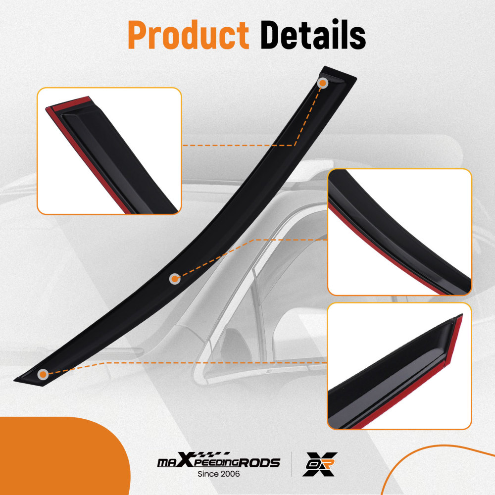 Door Rain Deflectors compatible for VW POLO MK5 09-17 Outside Mount Black Tinted Guards 4PC