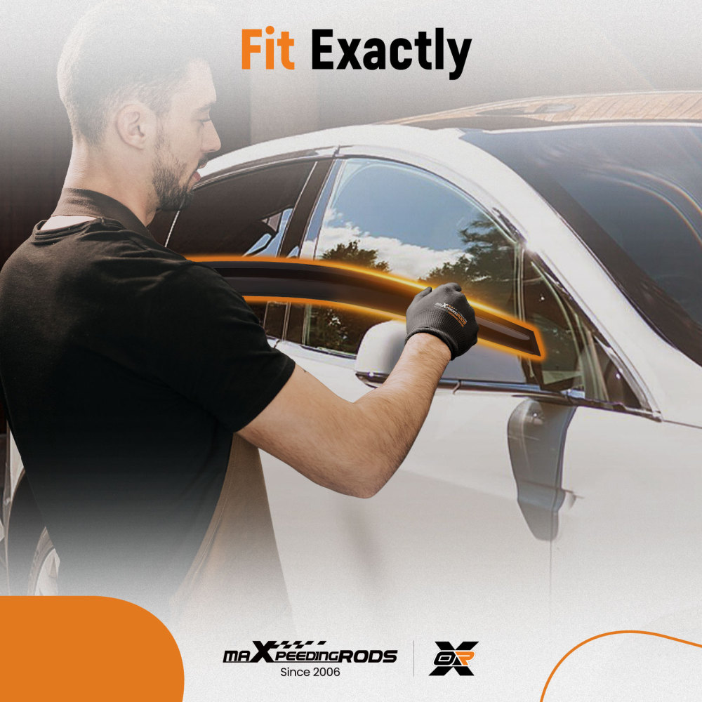 Door Rain Deflectors compatible for VW POLO MK5 09-17 Outside Mount Black Tinted Guards 4PC