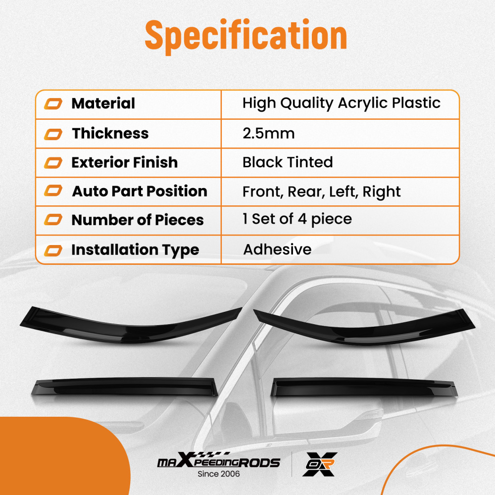 FrontRear Guards compatible for BMW X1 F48 2015-2022 Window Wind Deflectors Black 4pcs