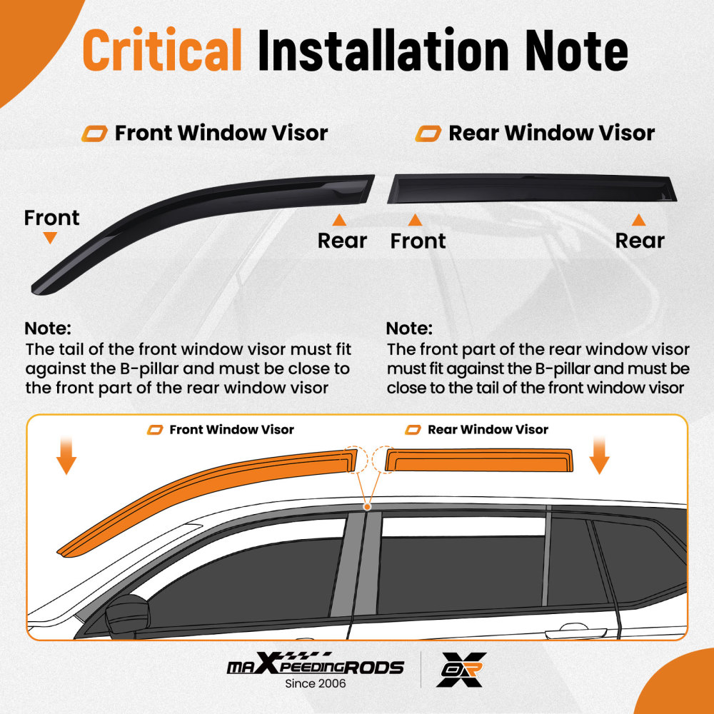 Door Window Visors compatible for BMW X3 F25 2011-2017 Outside Mount Rain Guards Set 4PC