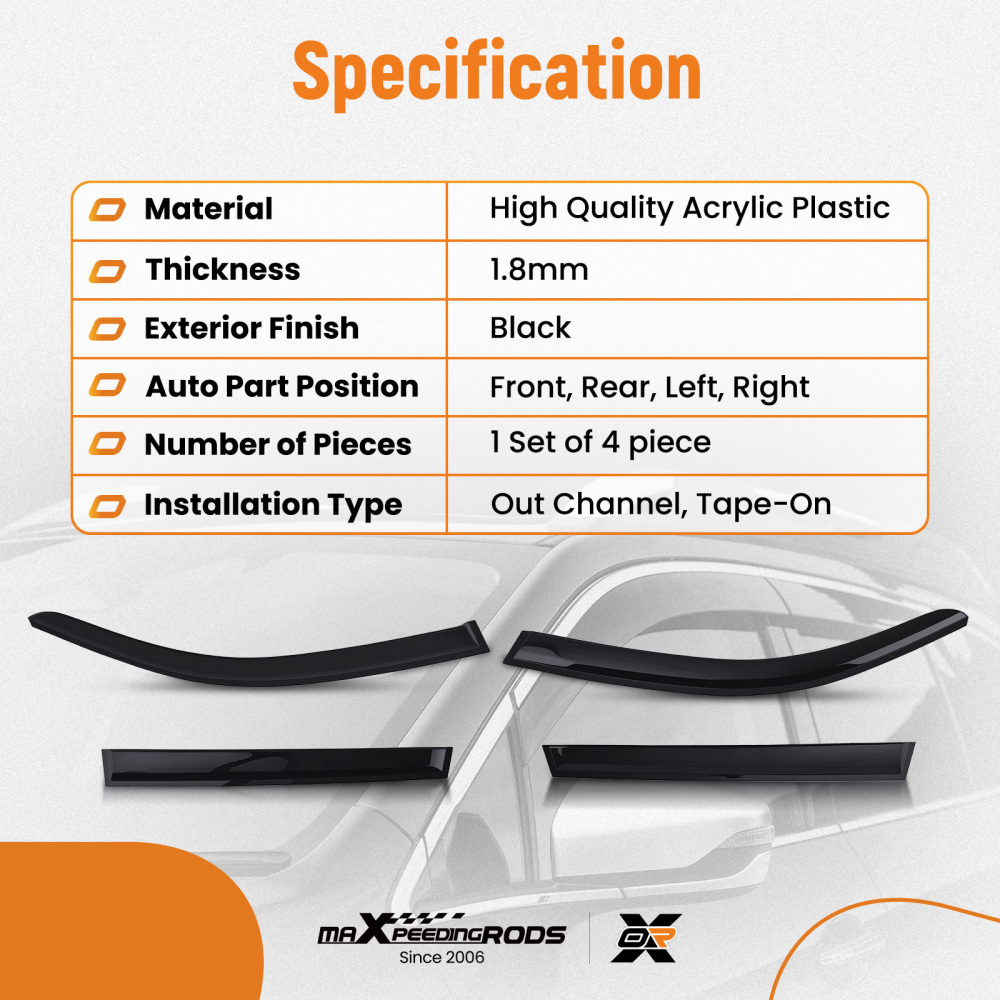 Door Wind Deflectors compatible for BMW X3 F25 2011-2017 Outside Mount Weather Guards Set