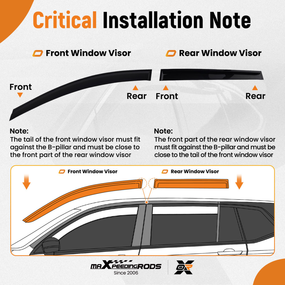 Door Wind Deflectors compatible for Volvo XC60 2008-2017 Outside Mount Black 4PC Set