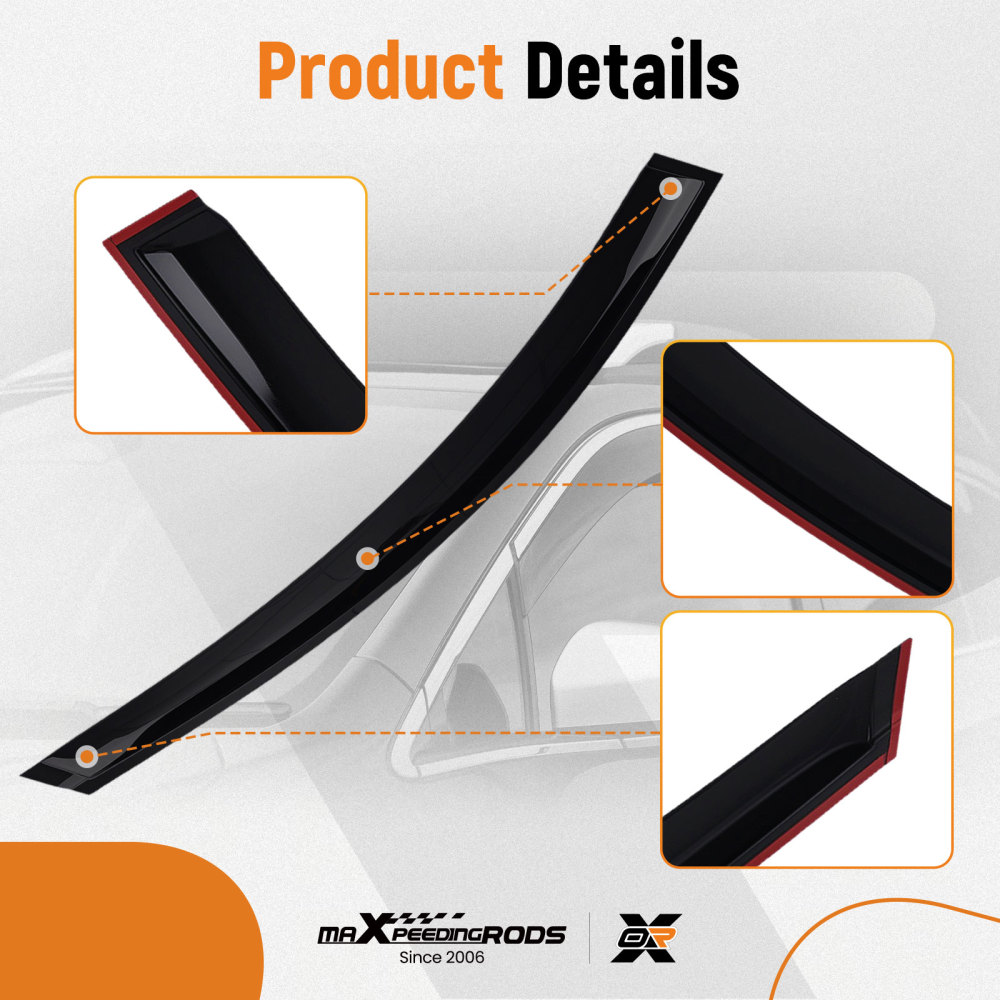 Door Wind Deflectors compatible for Volvo XC60 2008-2017 Outside Mount Black 4PC Set