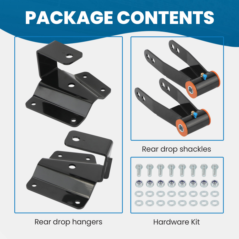 4 Drop Kit Rear ShacklesHangers compatible for Chevy Silverado GMC Sierra 1500 1999-06