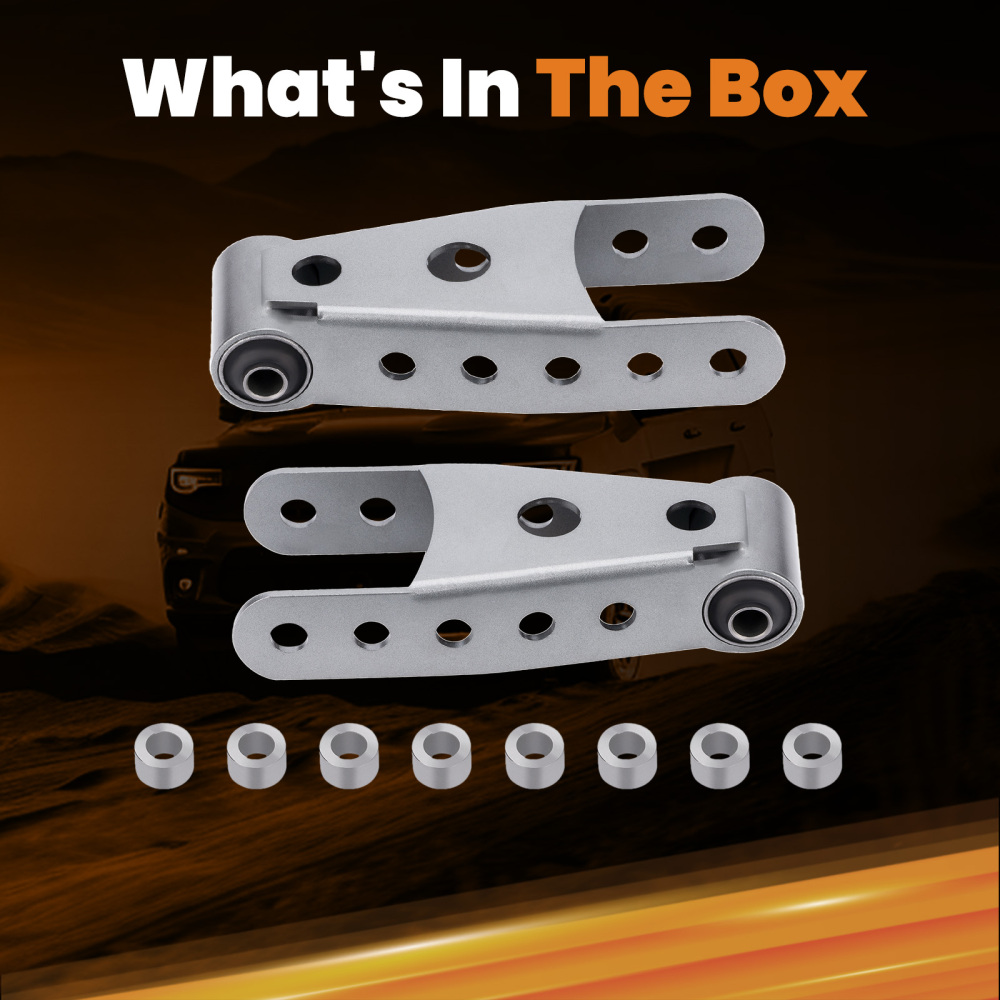 Compatible for Chevy Silverado 1500 LS Crew Cab Rear 2-3 inch Lowering Drop Shackles Kit 