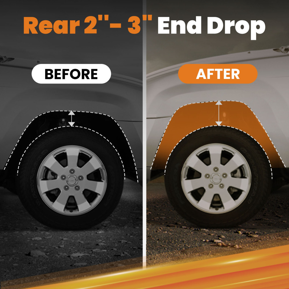 Compatible for Chevy Silverado 1500 LS Crew Cab Rear 2-3 inch Lowering Drop Shackles Kit 