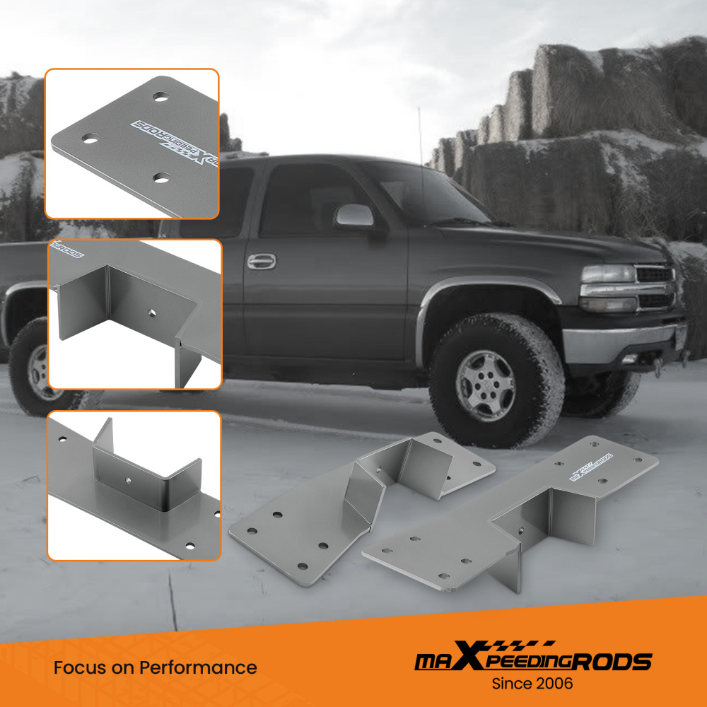 2Pcs Rear Axle Flip Kit+C-Notch Brackets compatible for Chevrolet GMC 1500 Pickup 99-06