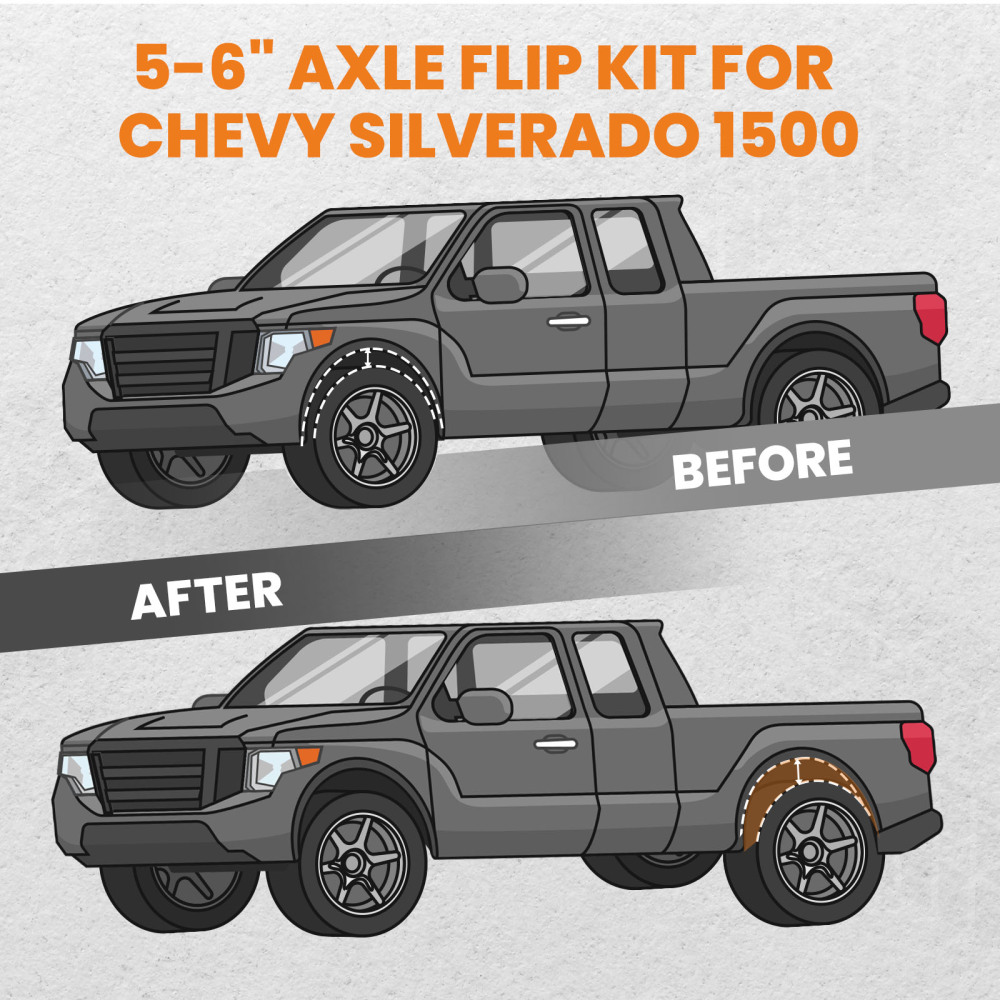 New Rear Axle Lowering compatible for Chevrolet Silverado 1500 2007 - 2018 Flip Kit 5 - 6