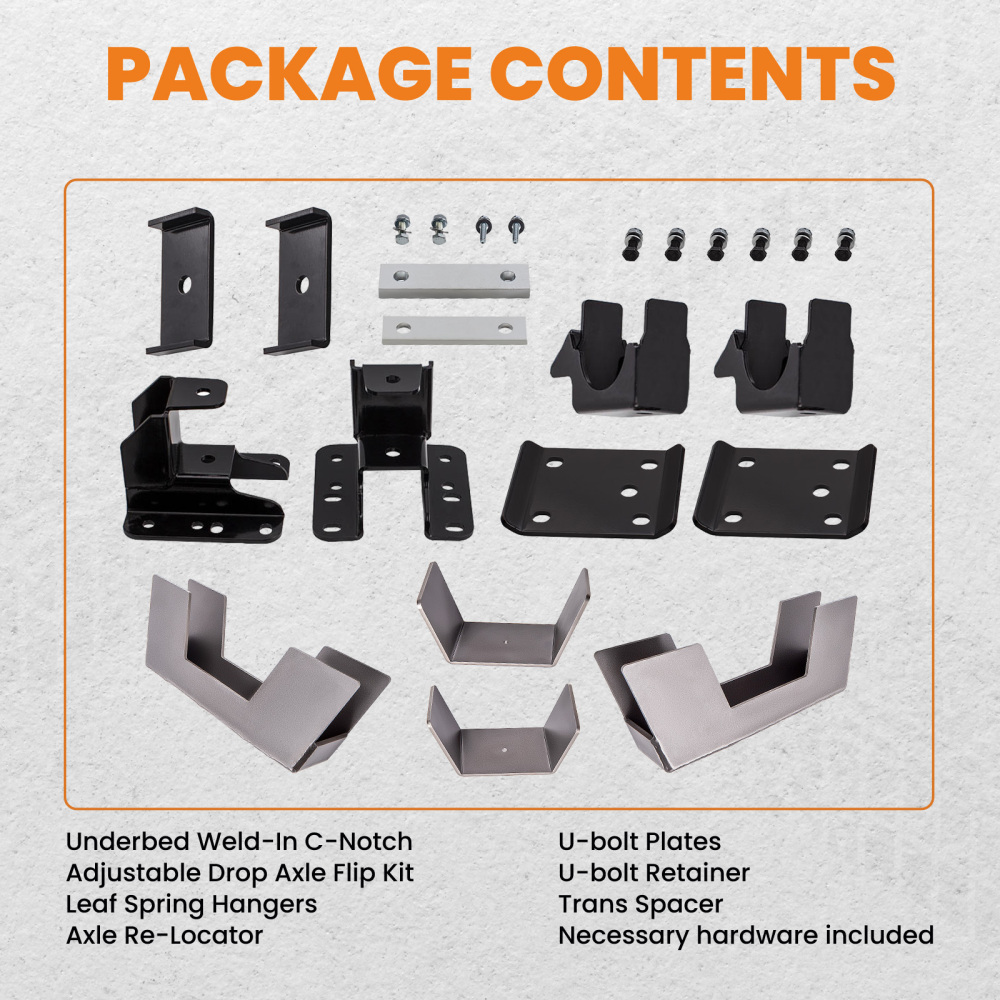 6 Under Bed C-Notch + Drop Axle Flip Lowering Kit compatible for GMC Sierra 1500 2007-2018