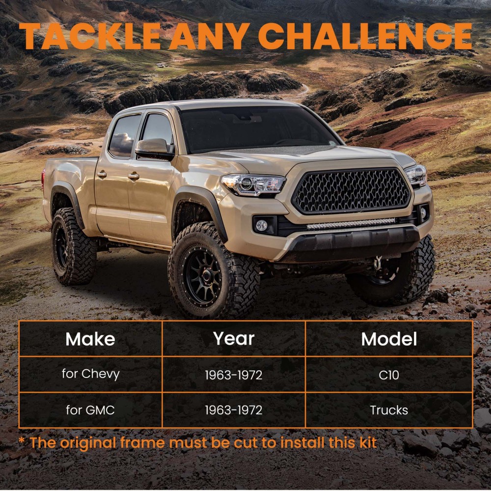 Rear Frame C Notch Kit Bolt In compatible for Chevy C10 1963-1972  compatible for GMC Truck