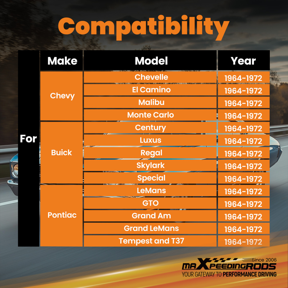 2 Mandrini di caduta compatibile per Chevy Chevelle Malibu Buick Luxus Century 1964-1972