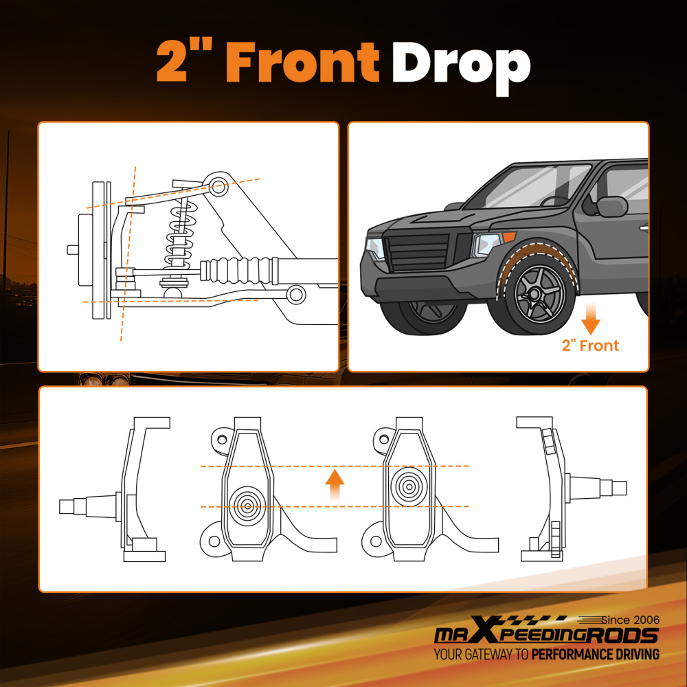 2 Mandrini di caduta compatibile per Chevy Chevelle Malibu Buick Luxus Century 1964-1972