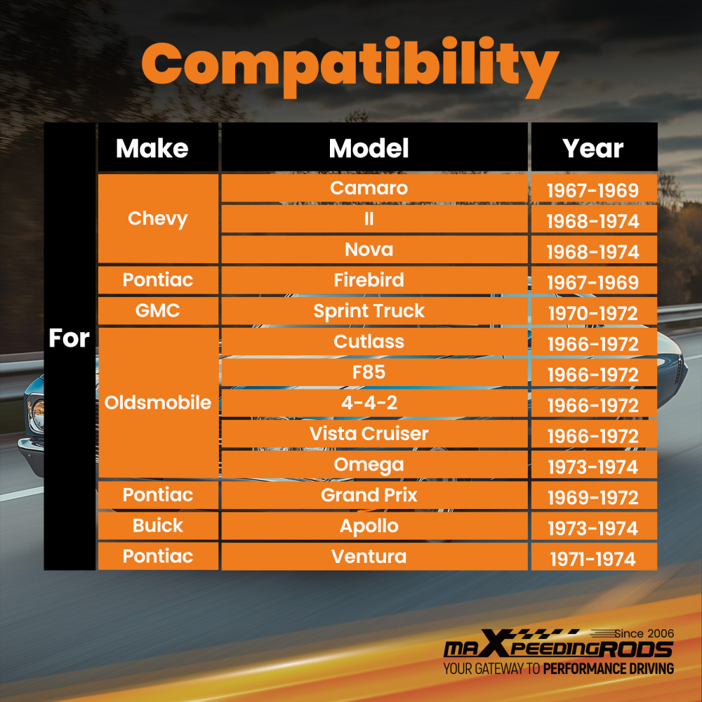 2 Mandrini di caduta compatibile per Chevy Chevelle Malibu Buick Luxus Century 1964-1972