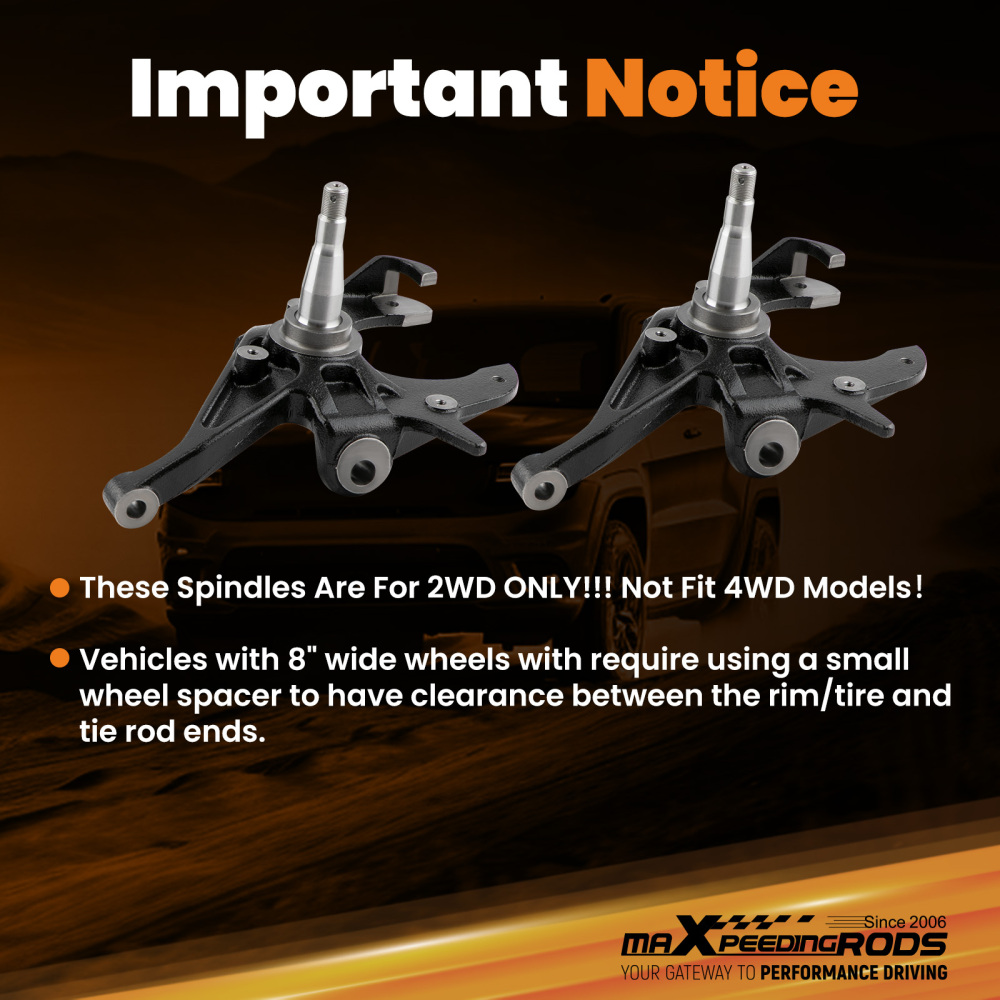 2 Front Drop Spindles compatible for Chevrolet S10 compatible for GMC S15 Sonoma Jimmy 1982-2004