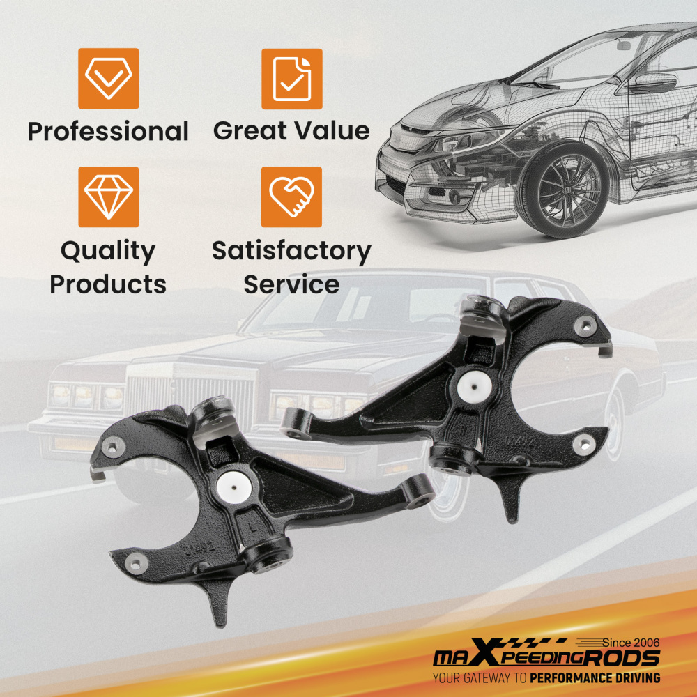 2 Front Drop Spindles compatible for Chevrolet S10 compatible for GMC S15 Sonoma Jimmy 1982-2004