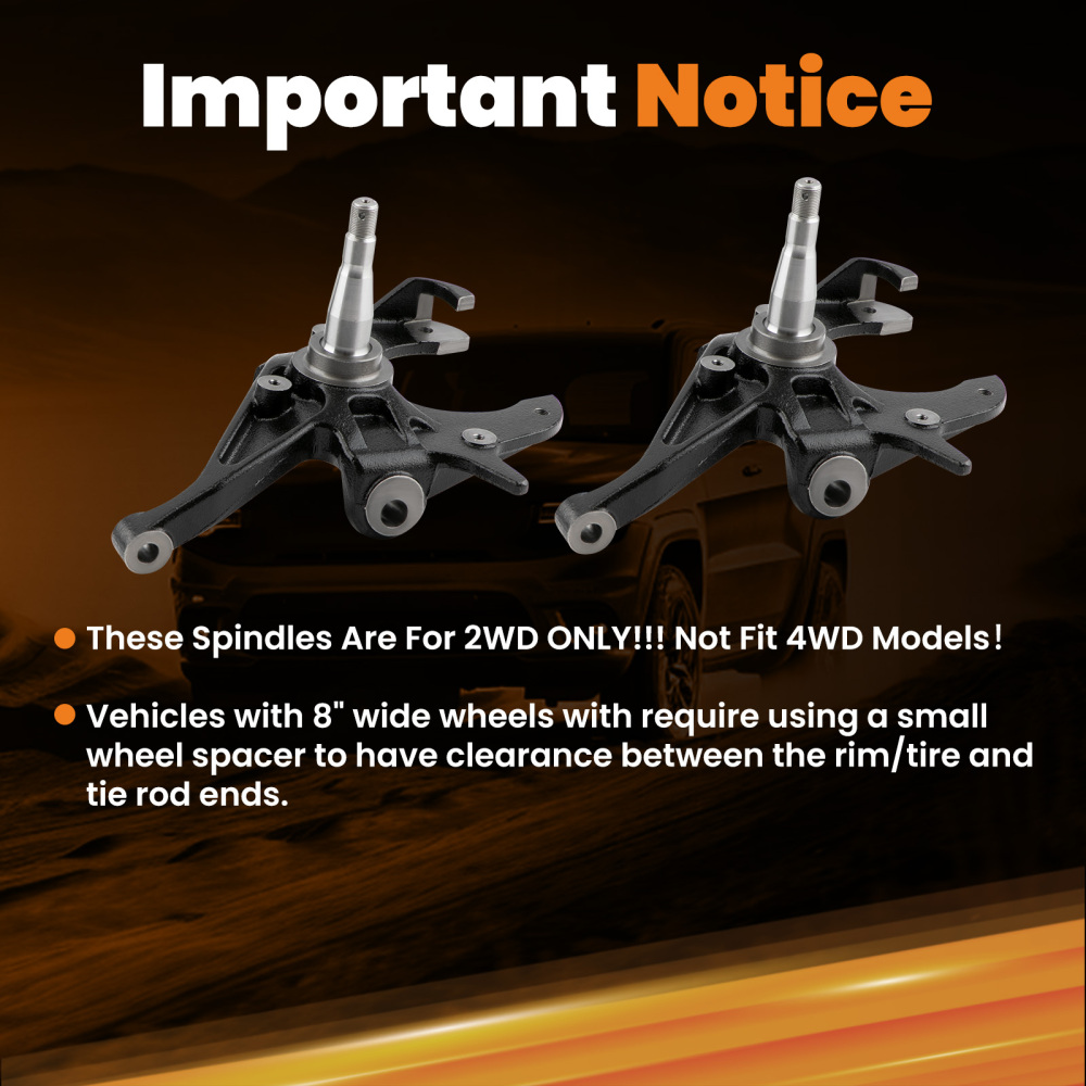 2 Front Drop Spindles For Chevrolet S10 GMC S15 Sonoma Jimmy 1982-2004