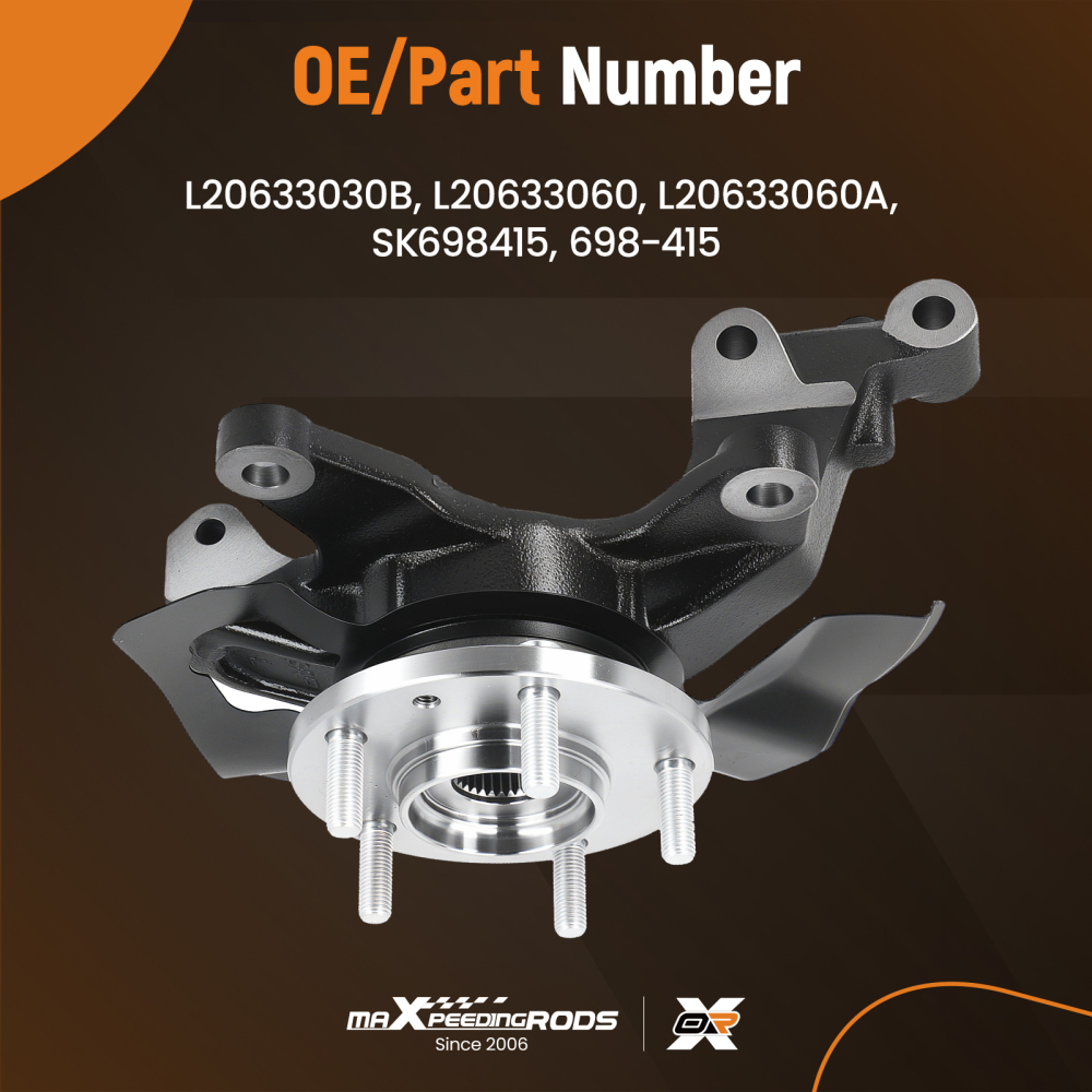 Front Left Steering Knuckle Hub Bearing Assembly compatible for Mazda CX-9 CX-7 2007-2015