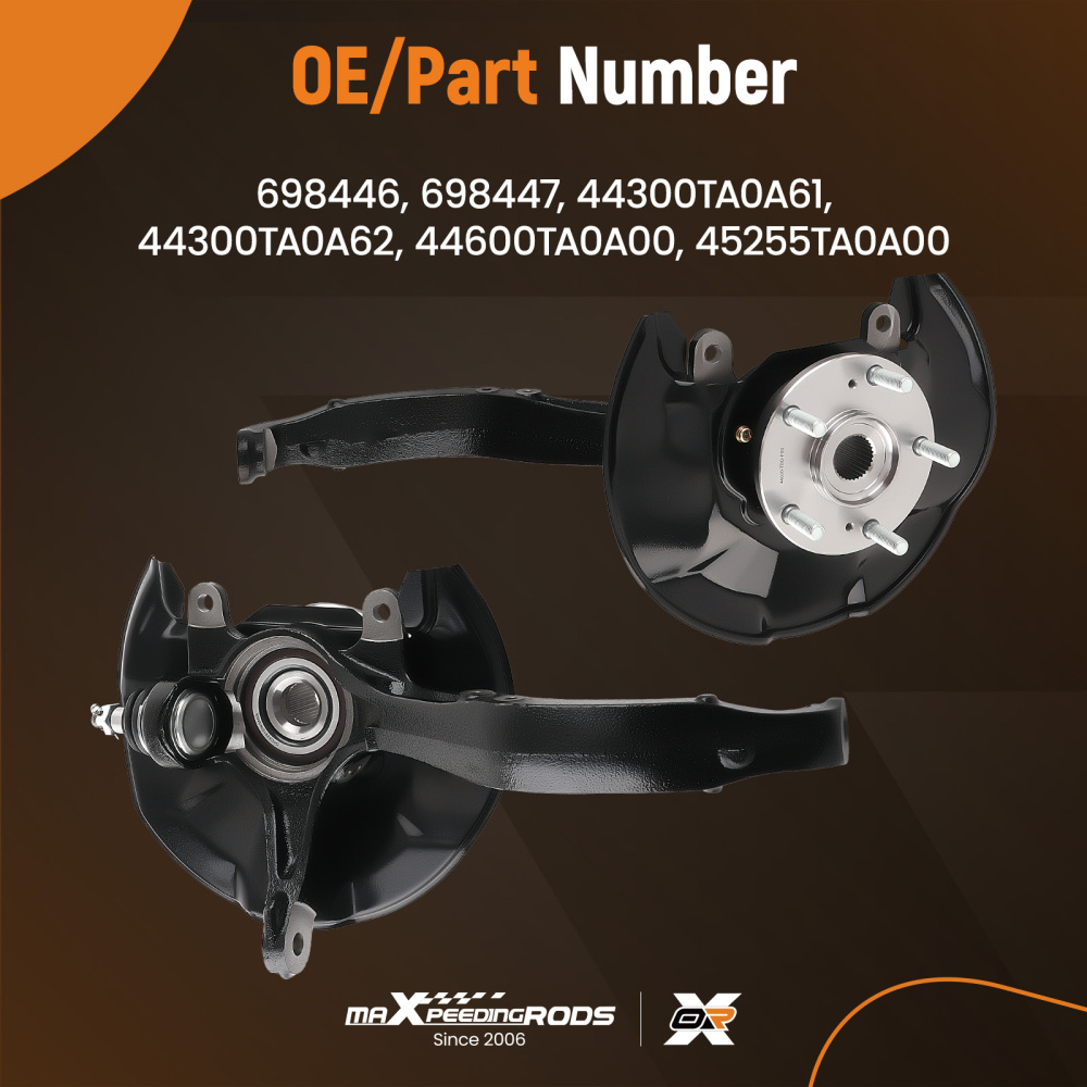 2x Front Wheel Bearing Hub Knuckle Assembly compatible for Honda Accord 2.4L 3.5L 2008-12