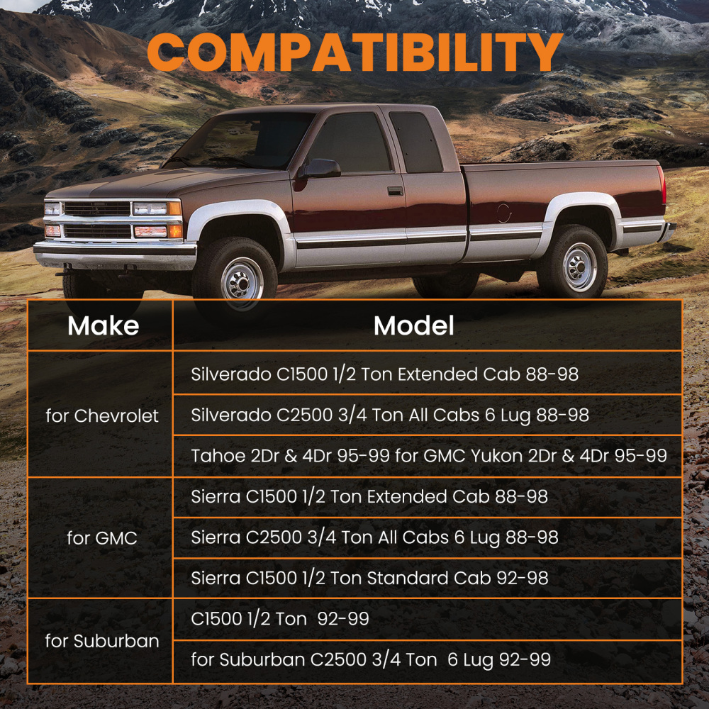 Kit dabaissement de broche à 2 gouttes compatible pour Chevy Silverado compatible pour GMC Compatible pour Sierra 1500 2WD 1988-1998