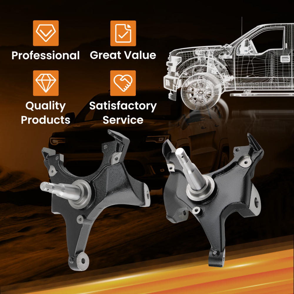 2 inch Drop Spindle Lowering Kit compatible for Chevy C1500 C2500 2WD 88-98 1.25 Rotors