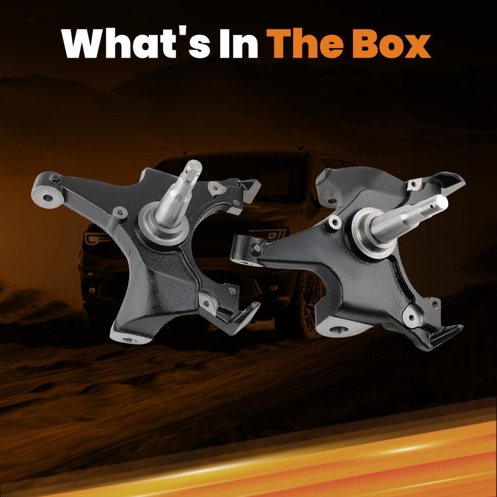 2 inch Drop Spindle Lowering Kit compatible for Chevy C1500 C2500 2WD 88-98 1.25 Rotors