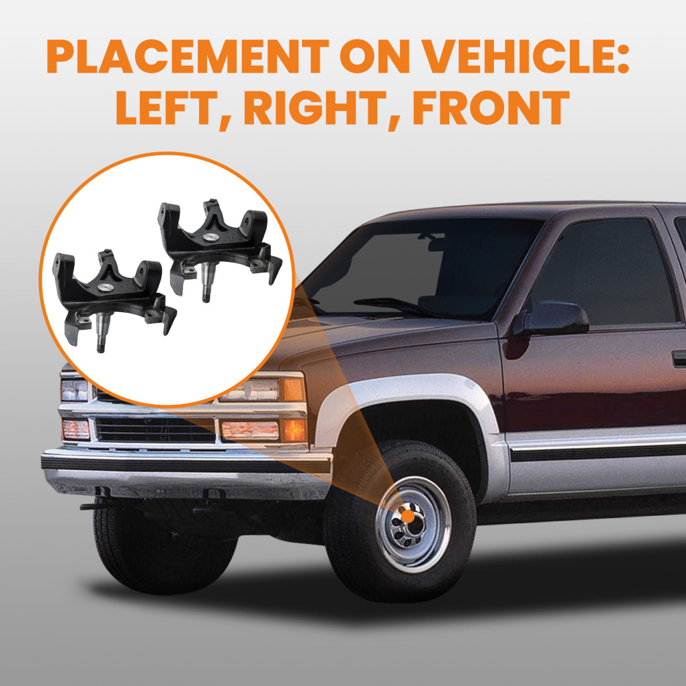 2 inch Drop Spindle Lowering Kit compatible for Chevy C1500 C2500 2WD 88-98 1.25 Rotors