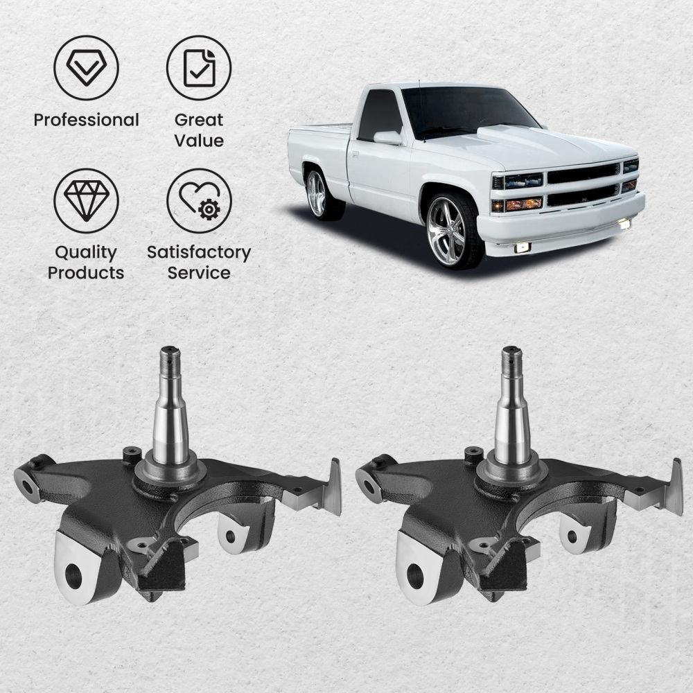 2 inch Drop Spindle Lowering Kit compatible for Chevy C1500 C2500 2WD 88-98 1.25 Rotors