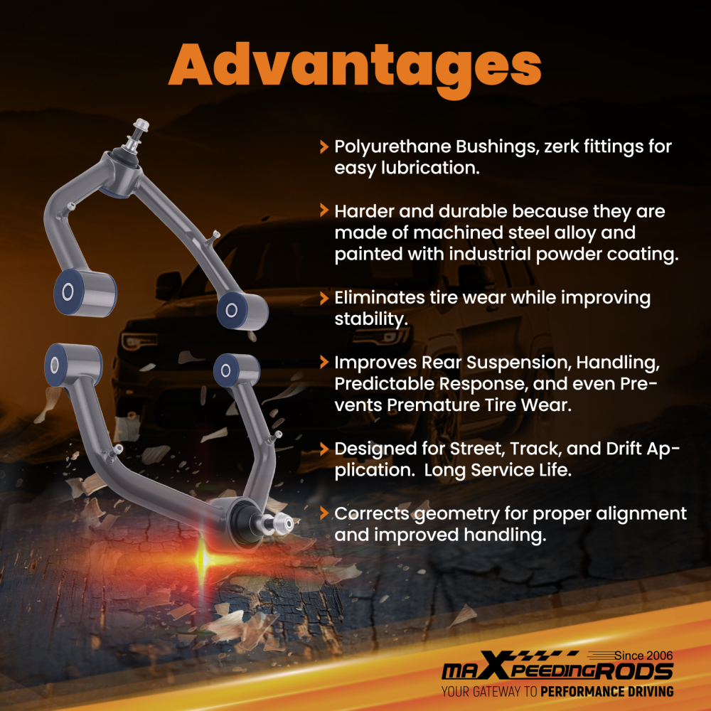 2-4 Lift Upper Control Arms + Track Bar for 2000-2006 compatible for GMC Yukon Chevy Tahoe 4WD
