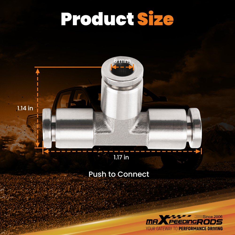 Air Line Fittings Union Tee 1/4 T-Fitting Pneumatic Air Suspension Fittings