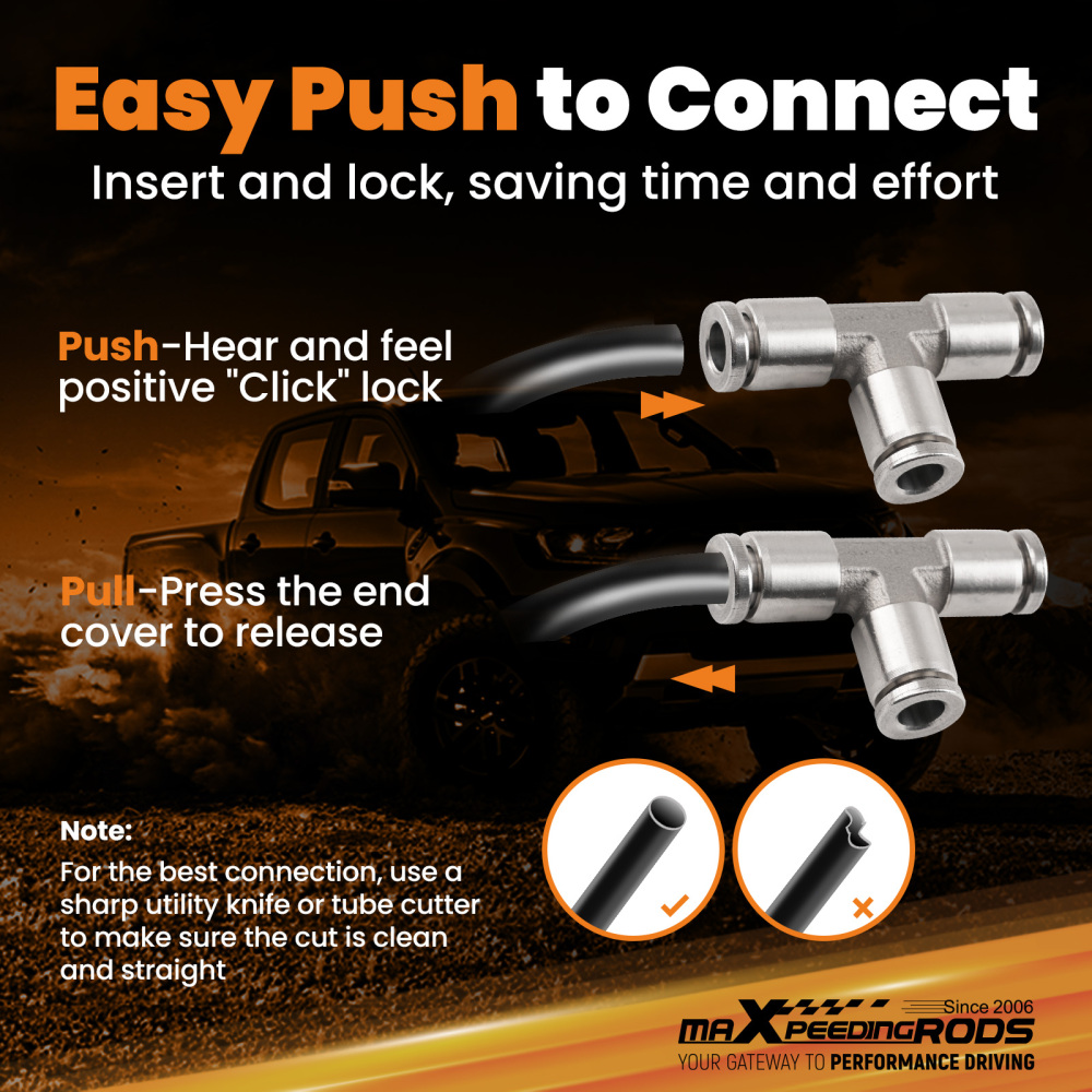 Air Line Fittings Union Tee 1/4 T-Fitting Pneumatic Air Suspension Fittings