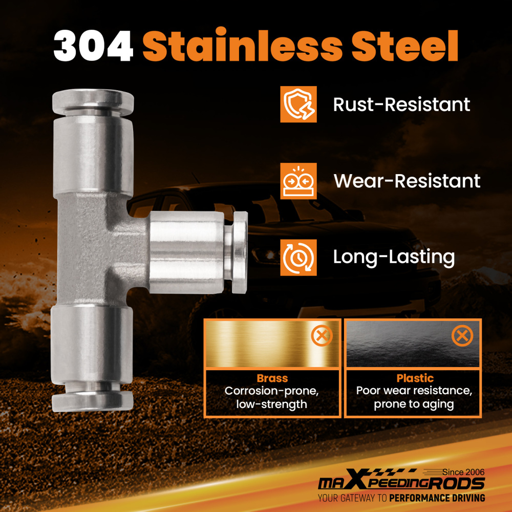 Air Line Fittings Union Tee 1/4 T-Fitting Pneumatic Air Suspension Fittings