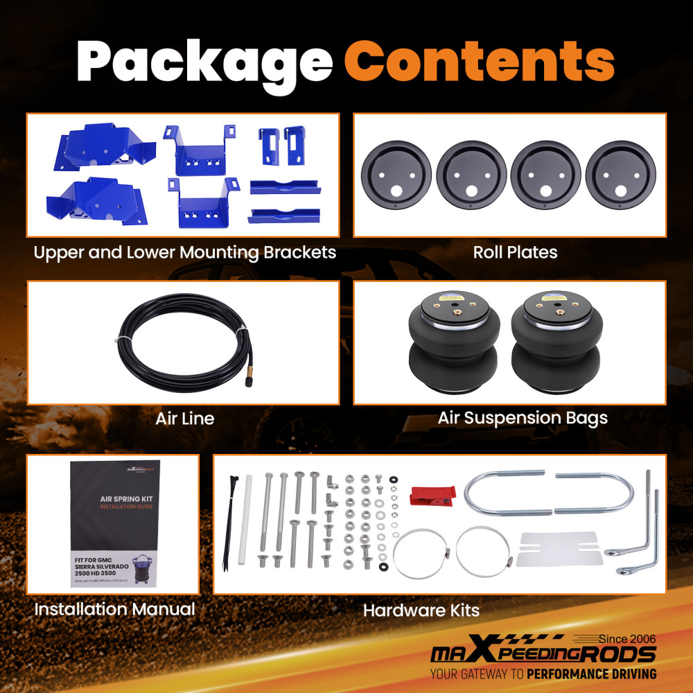 Rear Air Spring Kit compatible for GMC Sierra 2500 3500 Pickup 4WD 2020 - 2024 2025