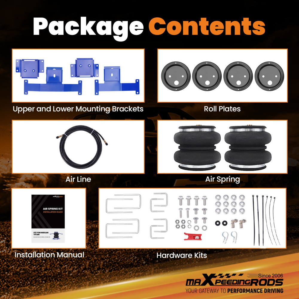 Rear Air Suspension Kit compatible for Nissan Titan S Extended Cab Pickup 4-Door 2017-2024