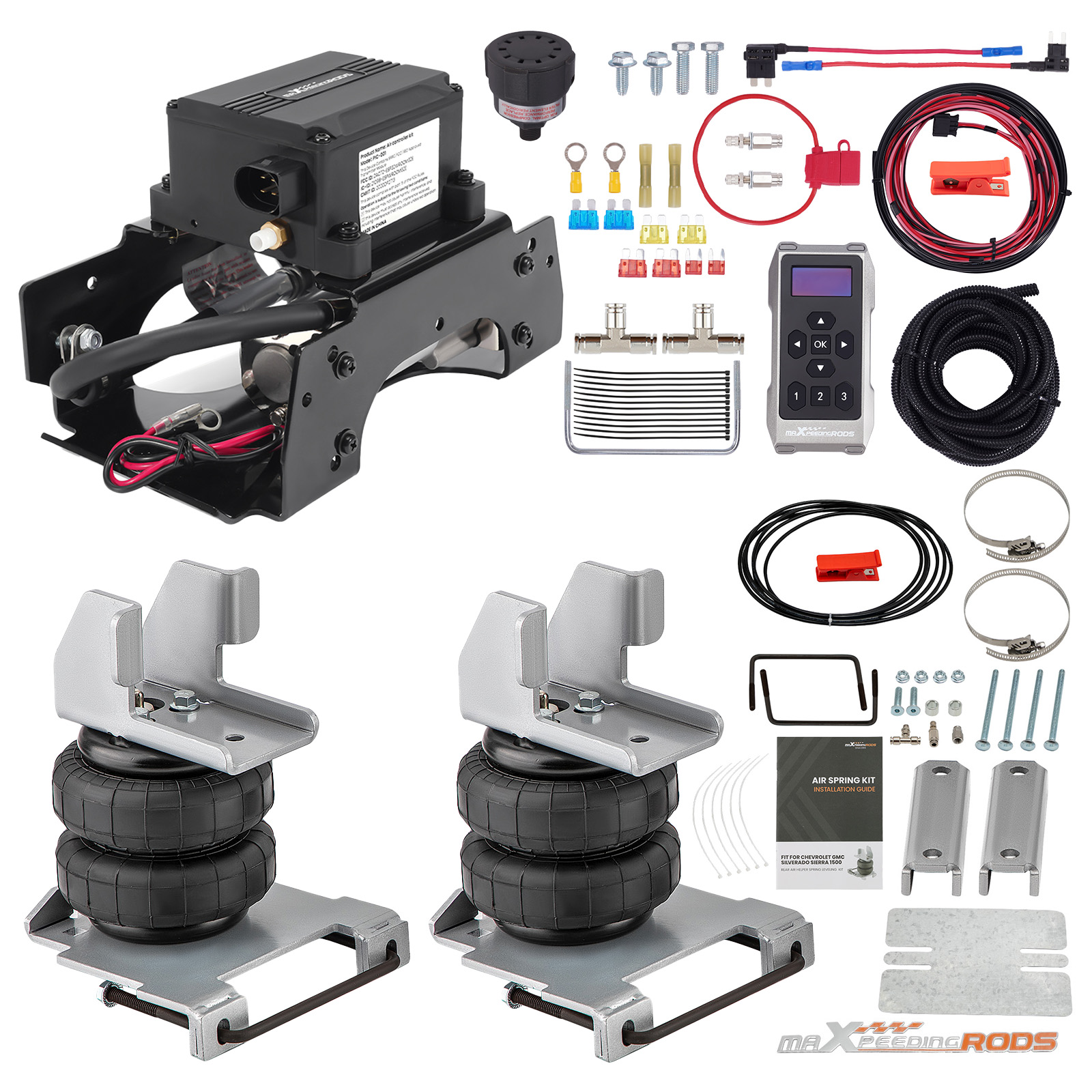 Air Spring Bag with Wireless / Air Controller Kit compatible for Sierra 1500 2007-2018