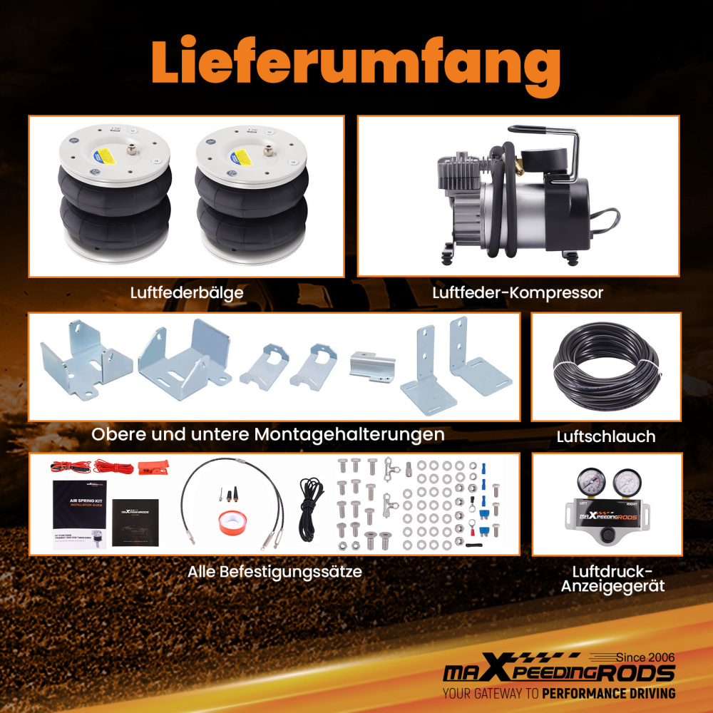 Kit Sospensioni Pneumatiche Doppio manometri Compressore compatibile per Ford Transit 2001-