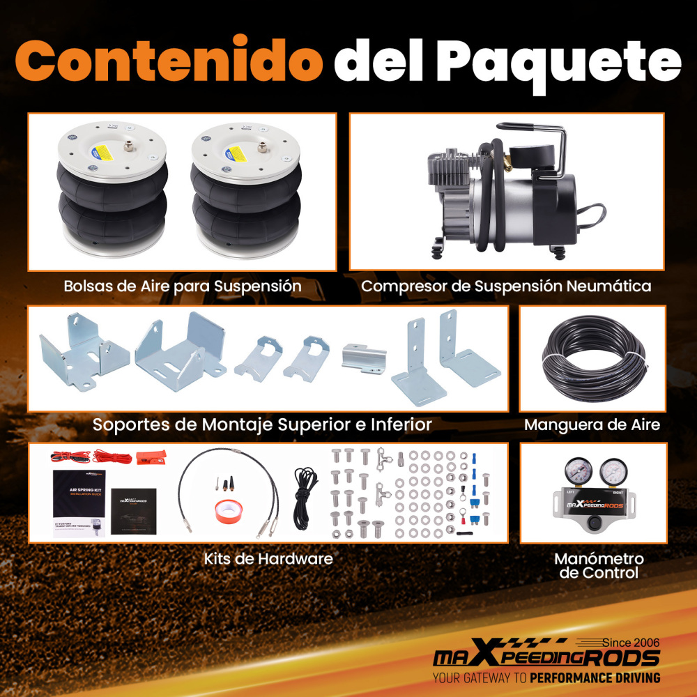 Kit Sospensioni Pneumatiche Doppio manometri Compressore compatibile per Ford Transit 2001-