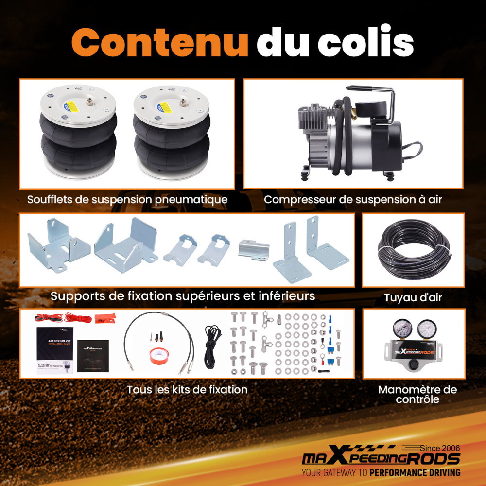 Kit Sospensioni Pneumatiche Doppio manometri Compressore compatibile per Ford Transit 2001-