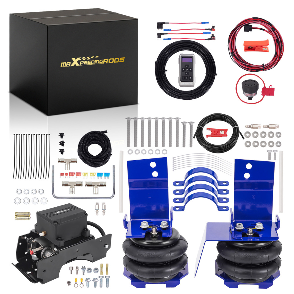 Wireless Air Shock Compressor Kit + Air Springs compatible for Ford E33 Motorhome 1992-1996