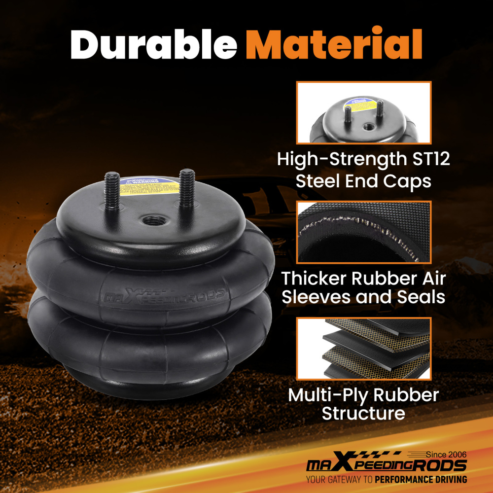 Wireless Air Shock Compressor Kit + Air Springs compatible for Ford E33 Motorhome 1992-1996