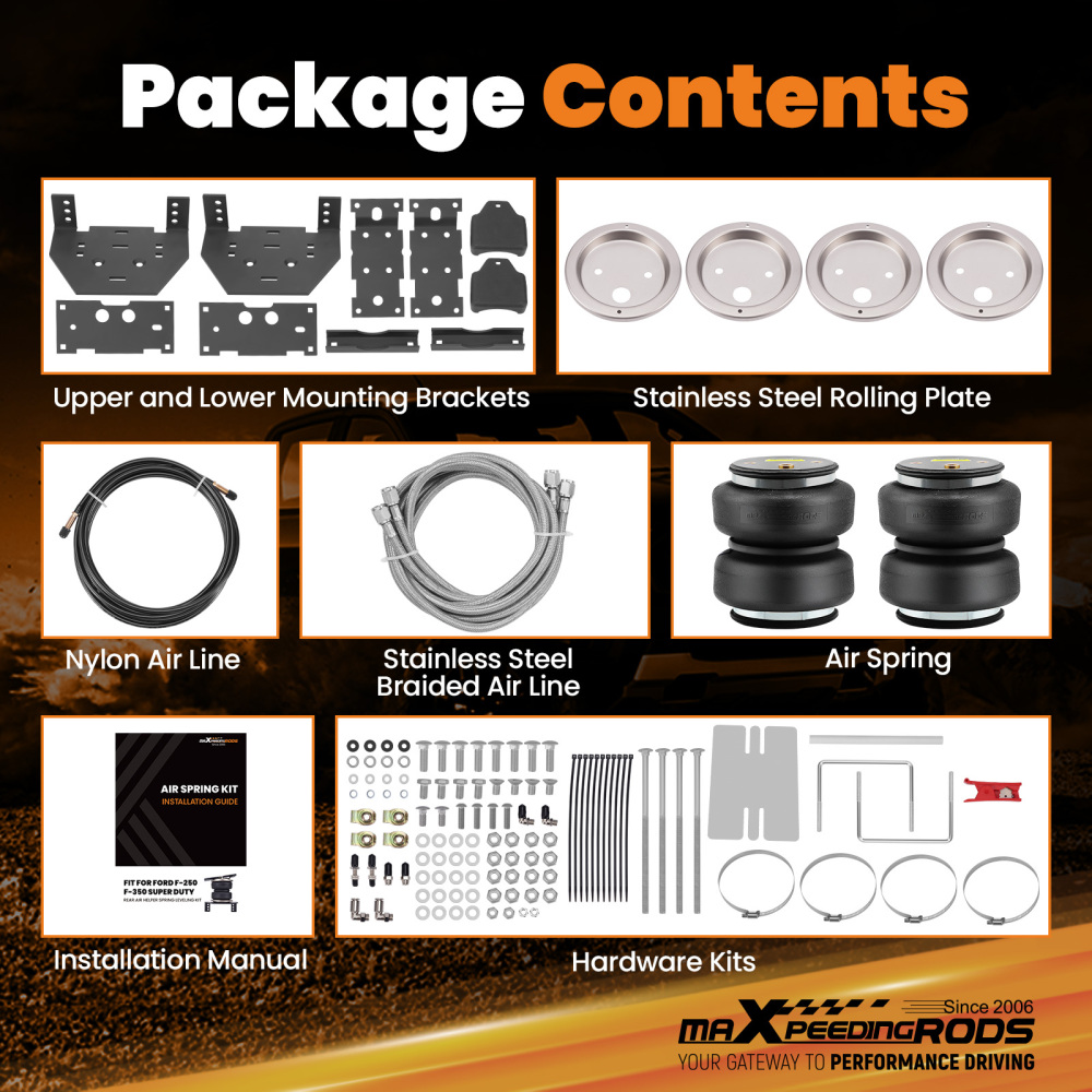 Rear Air Spring Bags Kit Air lines compatible for Ford F-350 SUPER DUTY PICKUP 2017-2019