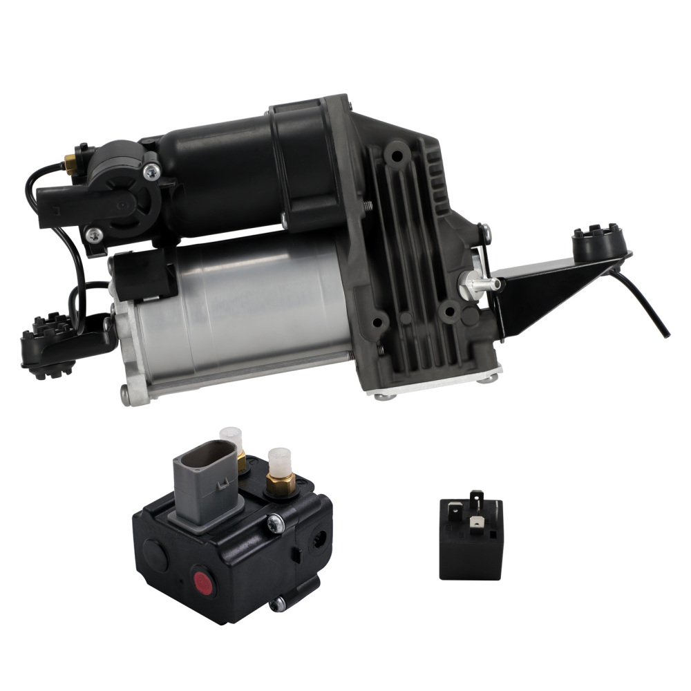 Air Suspension Compressor Pump + Valve Block compatible for BMW 5 Series E61 525d W/ Relay