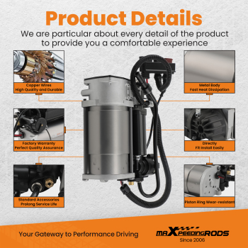 Air Suspension Compressor compatible for VW Phaeton compatible for Bentley GT 2003 3D0616005H