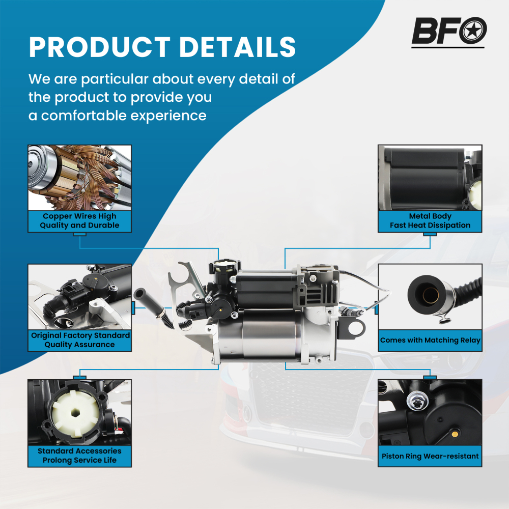 Air Suspension Compresseur Pompe 4L0698007B compatible pour Audi Q7 4L 2006-2015 + Relais