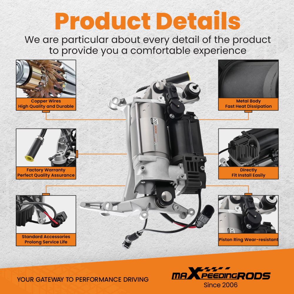 Pompe de suspension de compresseur dair compatible pour Audi Q7 4L 4L0698007A avec Support